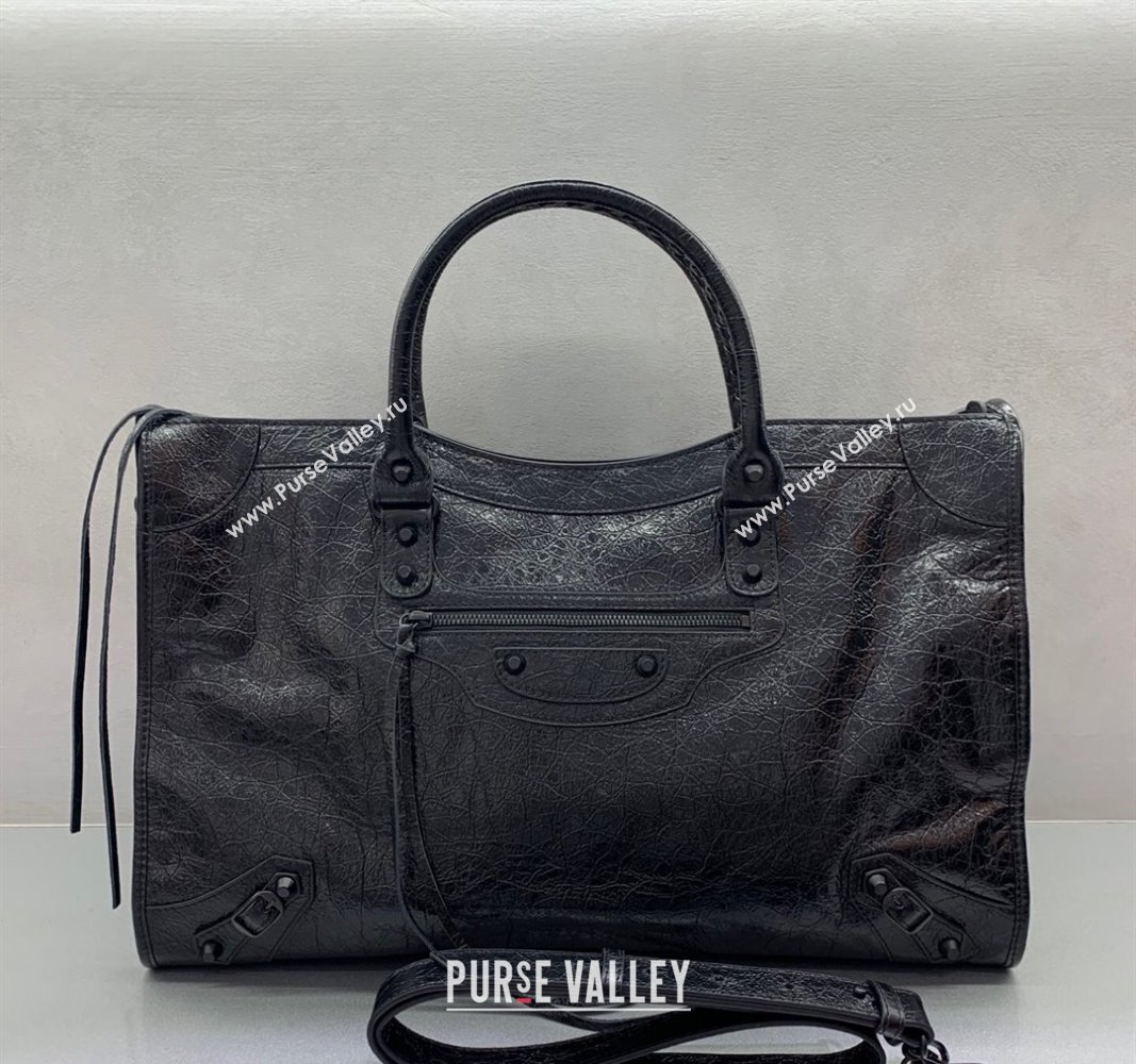 Balenciaga Le City Large Bag in Arena Storico lambskin All Black 2025 (JM-250409007)