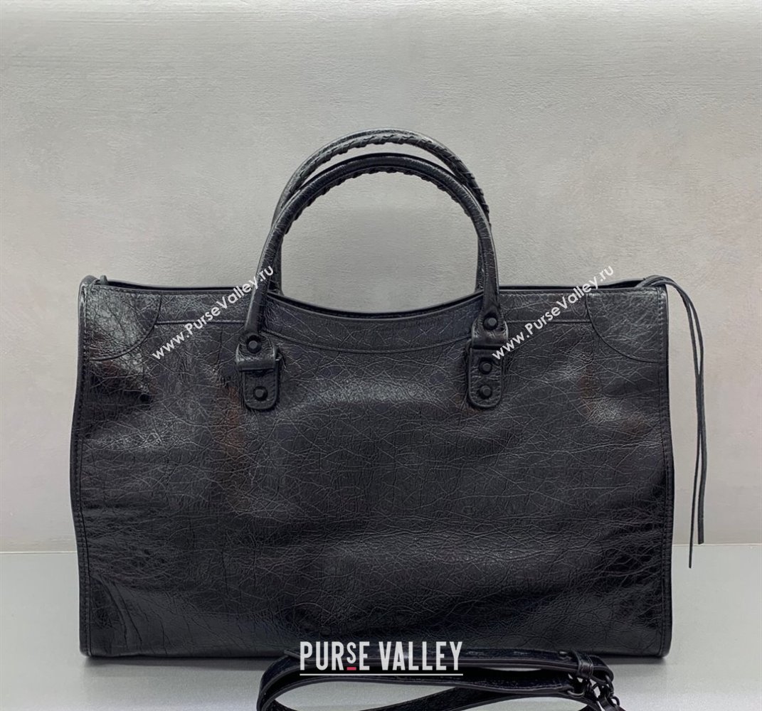 Balenciaga Le City Large Bag in Arena Storico lambskin All Black 2025 (JM-250409007)