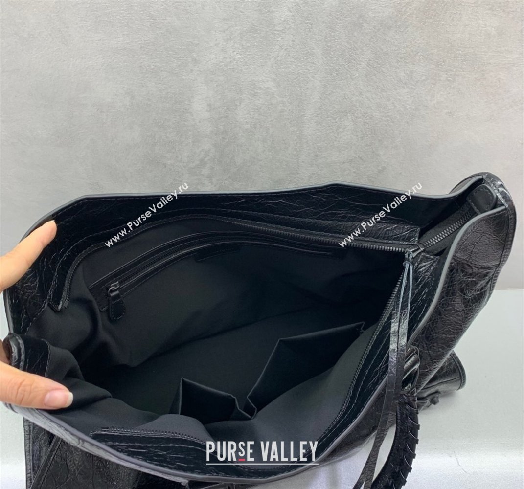 Balenciaga Le City Large Bag in Arena Storico lambskin All Black 2025 (JM-250409007)