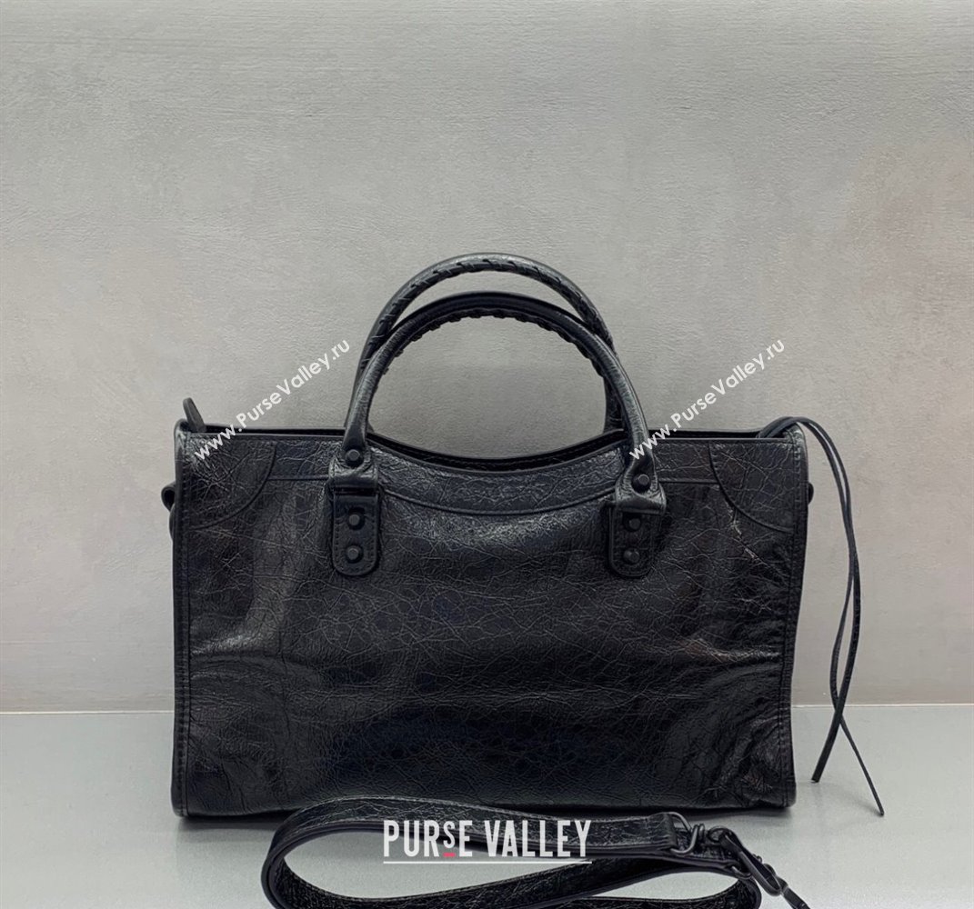 Balenciaga Le City Medium Bag in Arena Storico lambskin All Black 2025 (JM-250409008)