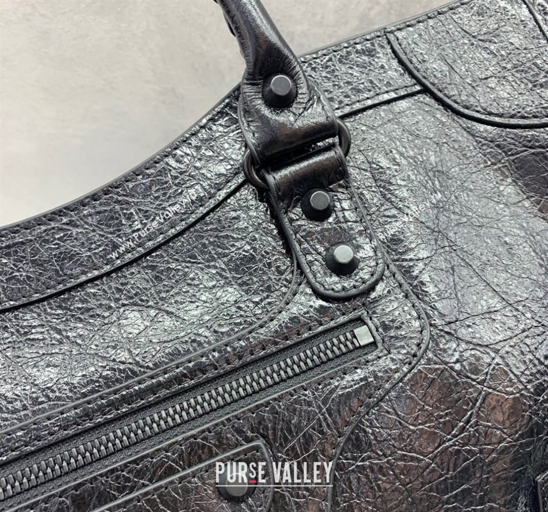 Balenciaga Le City Medium Bag in Arena Storico lambskin All Black 2025 (JM-250409008)