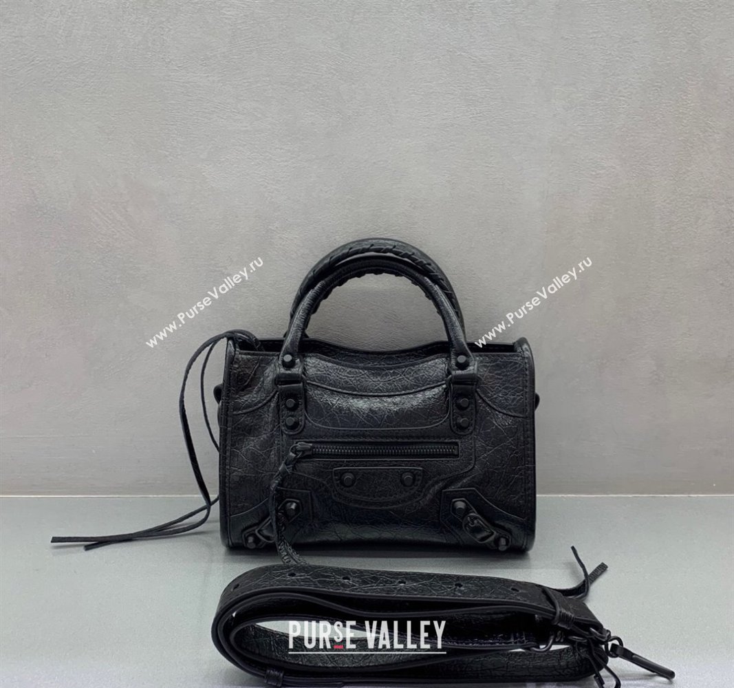 Balenciaga Le City Mini Bag in Arena Storico lambskin All Black 2025 (JM-250409010)