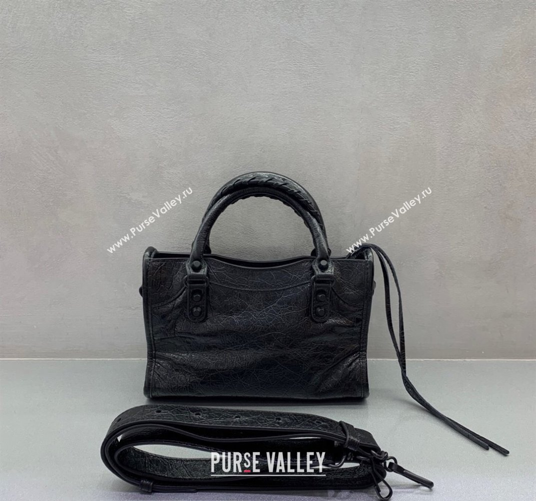 Balenciaga Le City Mini Bag in Arena Storico lambskin All Black 2025 (JM-250409010)