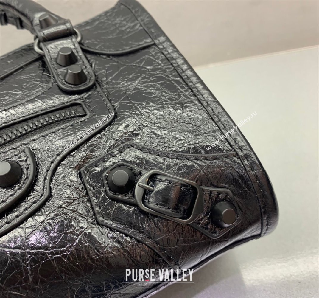 Balenciaga Le City Mini Bag in Arena Storico lambskin All Black 2025 (JM-250409010)