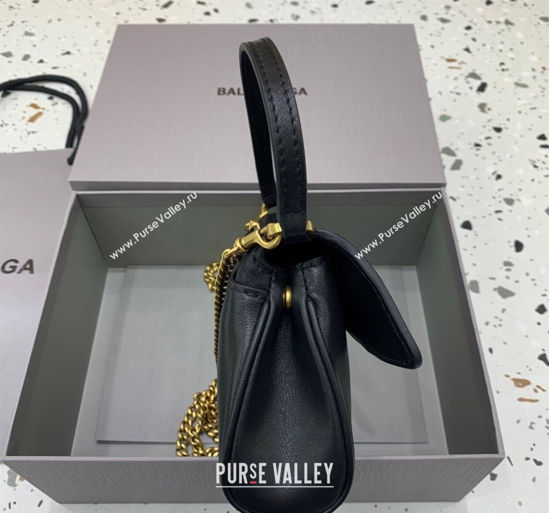 Balenciaga Rodeo Nano Bag With Chain in black smooth calfskin, aged-gold hardware 2025 (JM-250408082)