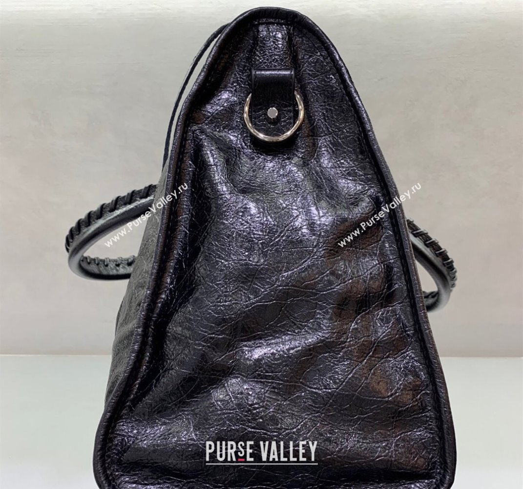 Balenciaga Le City Large Bag in Black Arena Storico lambskin, shiny silver hardware 2025 (JM-250409011)