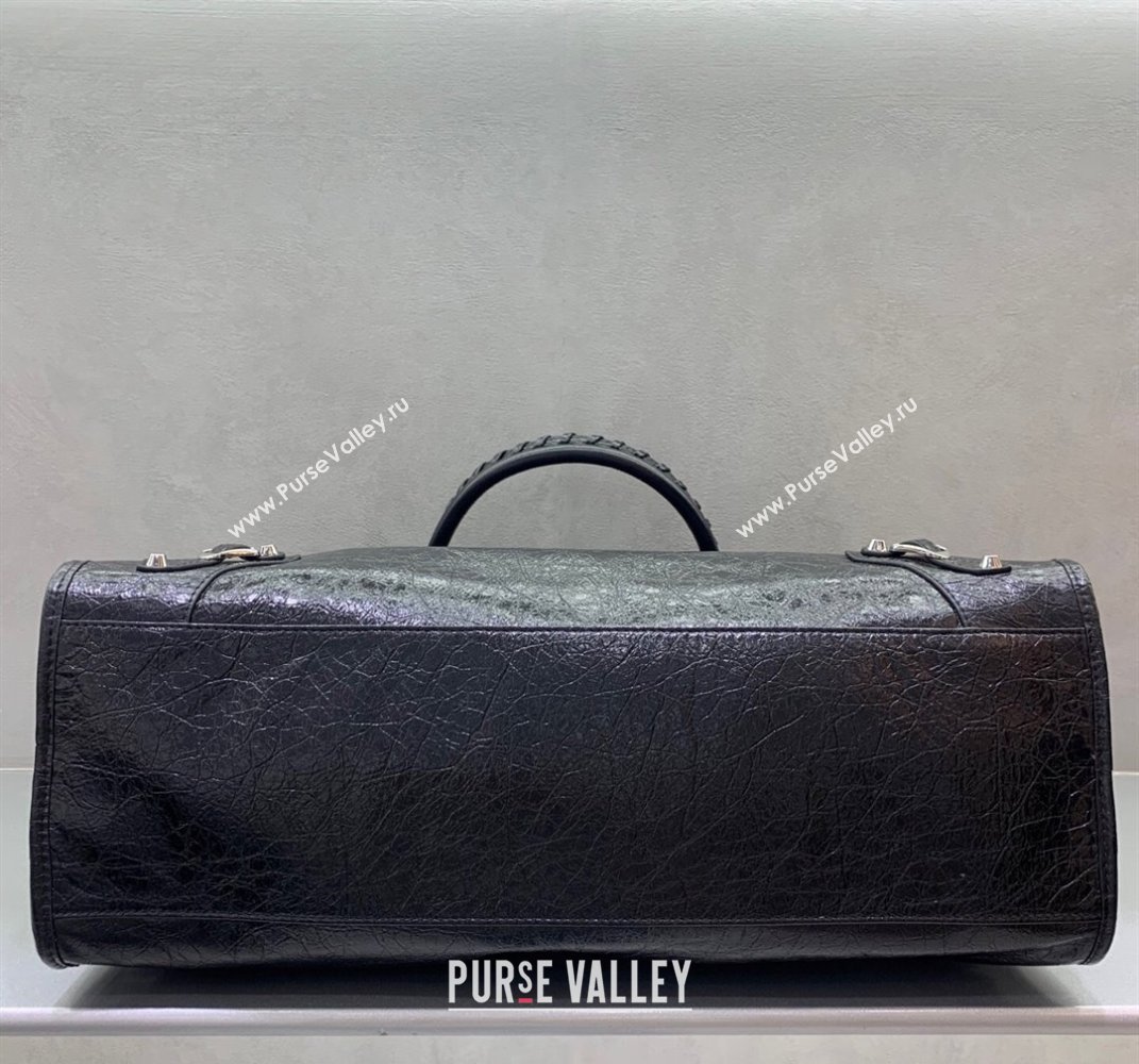 Balenciaga Le City Large Bag in Black Arena Storico lambskin, shiny silver hardware 2025 (JM-250409011)