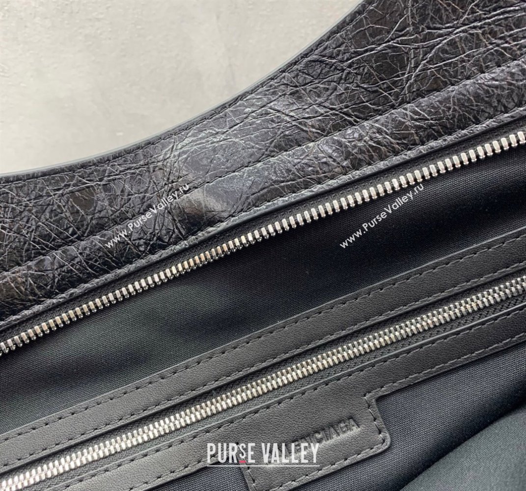 Balenciaga Le City Large Bag in Black Arena Storico lambskin, shiny silver hardware 2025 (JM-250409011)
