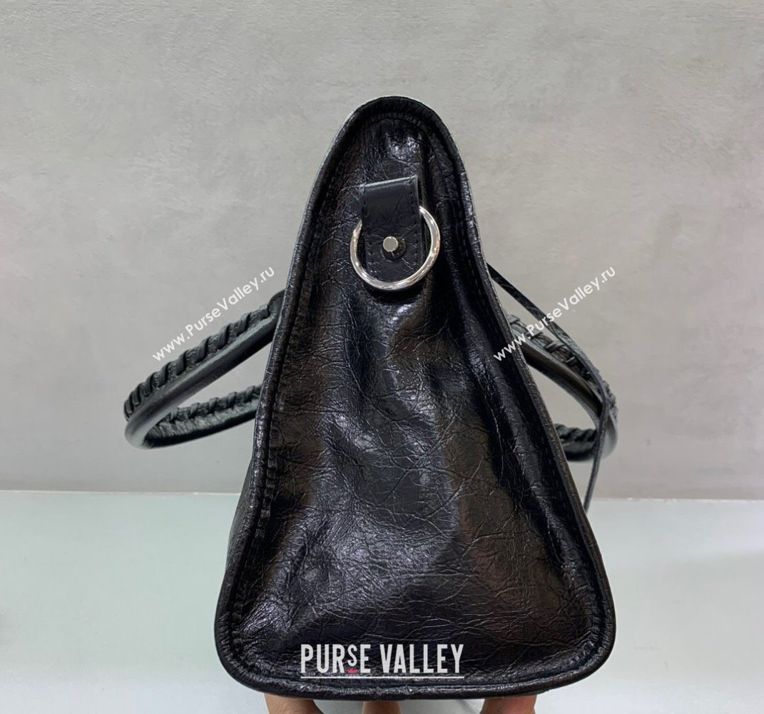 Balenciaga Le City Medium Bag in Black Arena Storico lambskin, shiny silver hardware 2025 (JM-250409012)