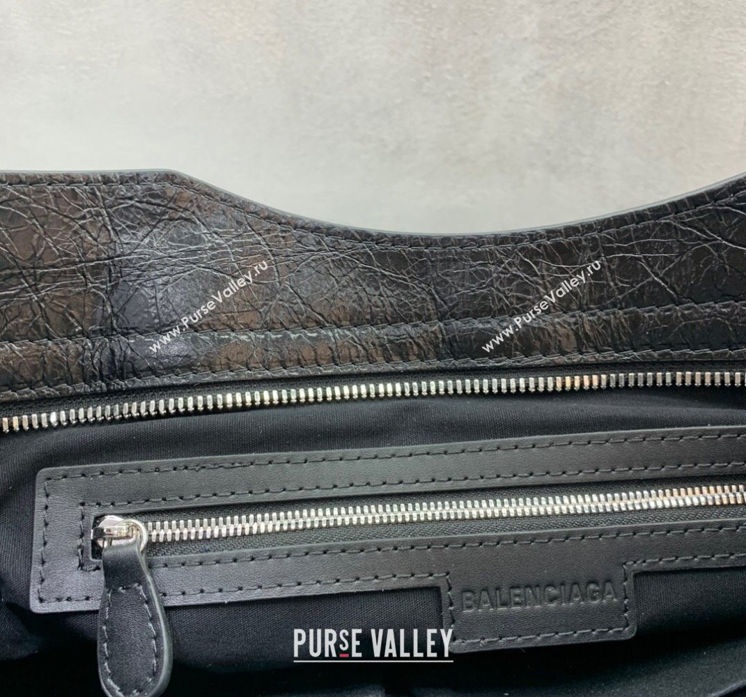 Balenciaga Le City Medium Bag in Black Arena Storico lambskin, shiny silver hardware 2025 (JM-250409012)
