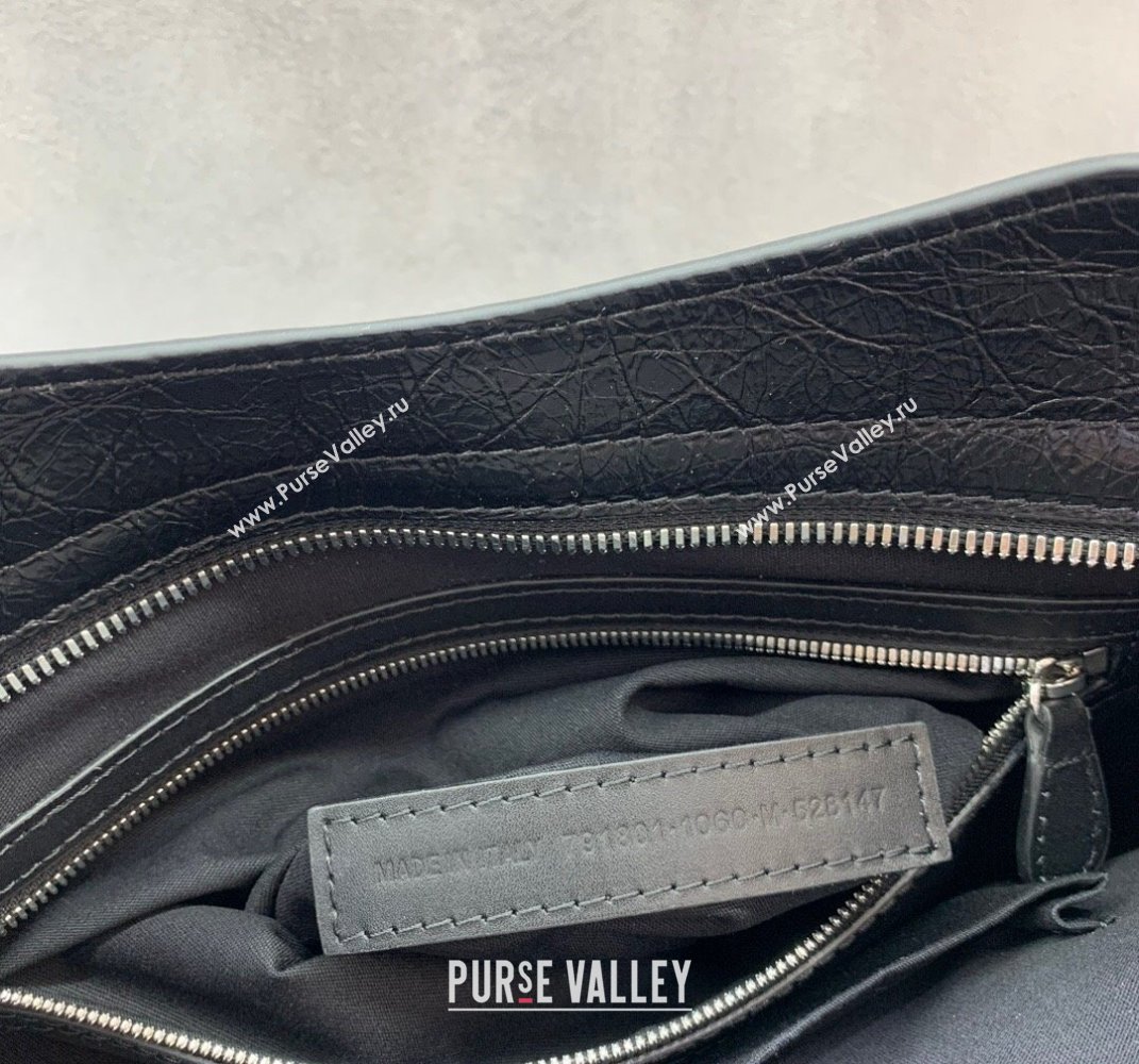 Balenciaga Le City Medium Bag in Black Arena Storico lambskin, shiny silver hardware 2025 (JM-250409012)