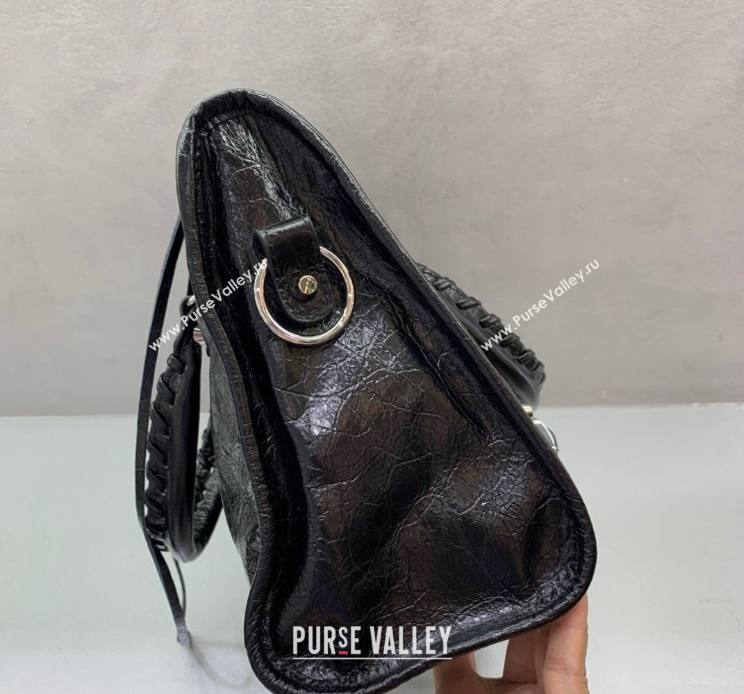 Balenciaga Le City Small Bag in Black Arena Storico lambskin, shiny silver hardware 2025 (JM-250409013)