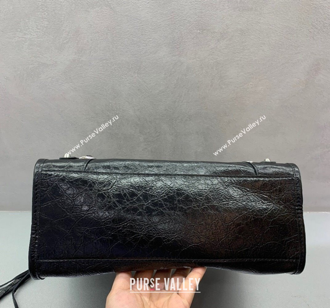 Balenciaga Le City Small Bag in Black Arena Storico lambskin, shiny silver hardware 2025 (JM-250409013)