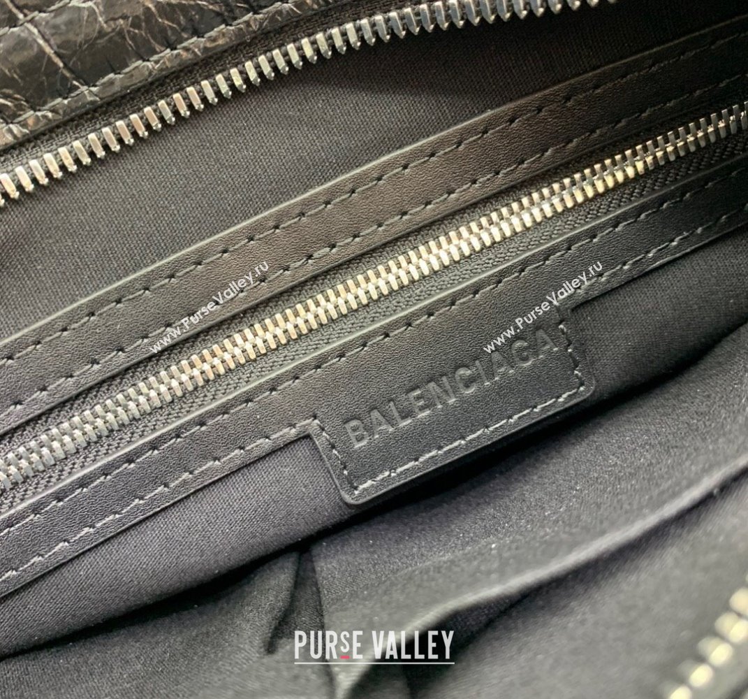 Balenciaga Le City Small Bag in Black Arena Storico lambskin, shiny silver hardware 2025 (JM-250409013)