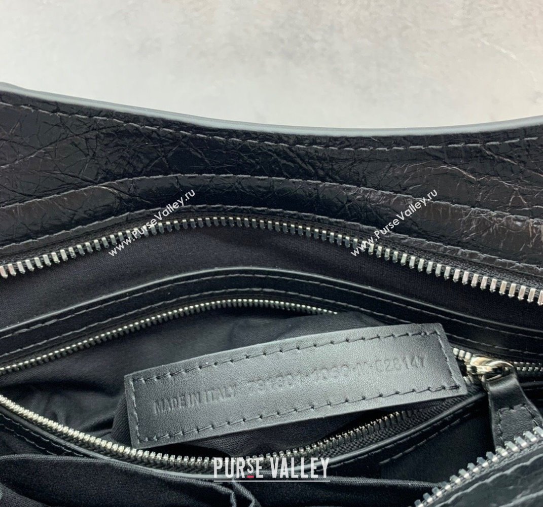 Balenciaga Le City Small Bag in Black Arena Storico lambskin, shiny silver hardware 2025 (JM-250409013)