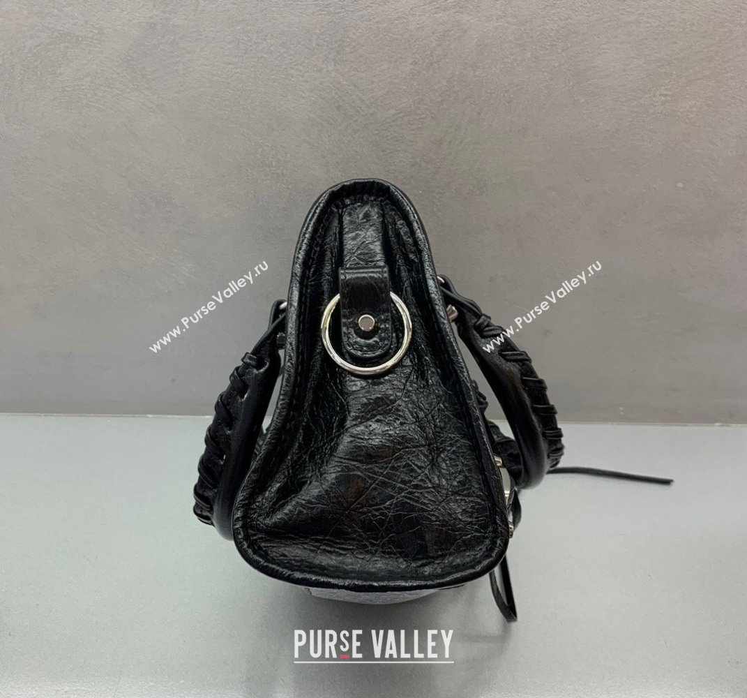 Balenciaga Le City Mini Bag in Black Arena Storico lambskin, shiny silver hardware 2025 (JM-250409014)