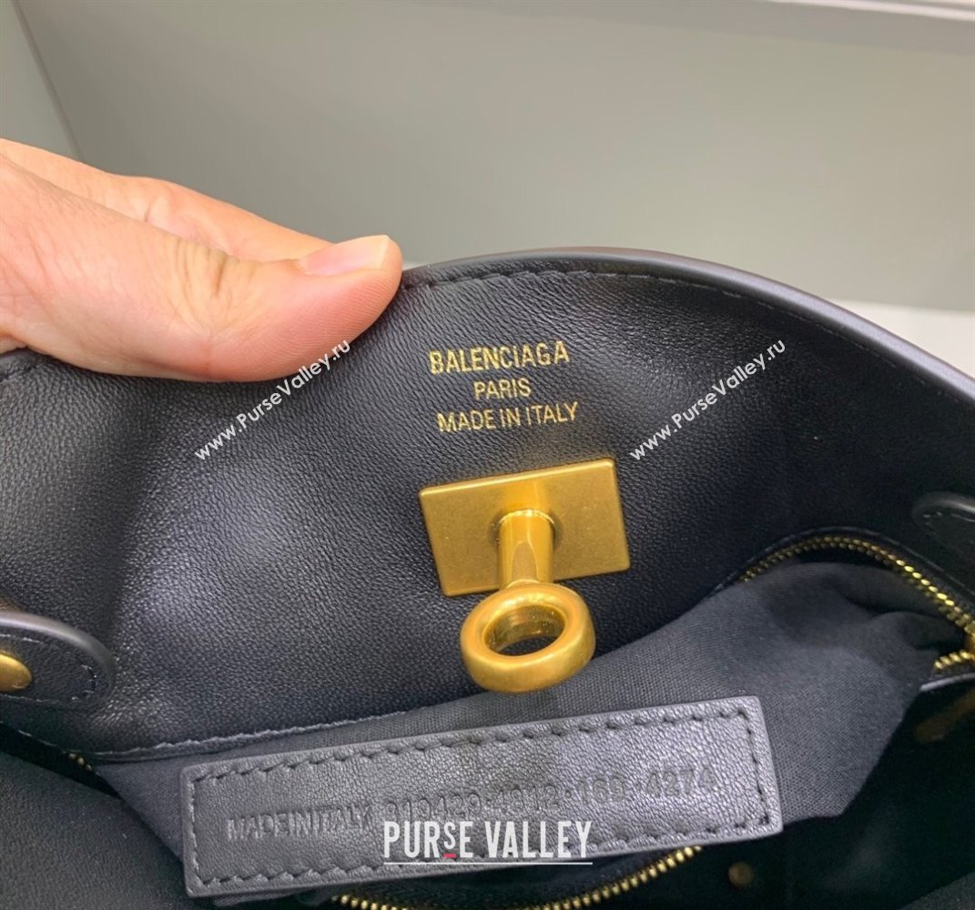 Balenciaga Bel Air Small Hobo Bag in black smooth calfskin, aged-gold hardware 2025 (JM-250408078)