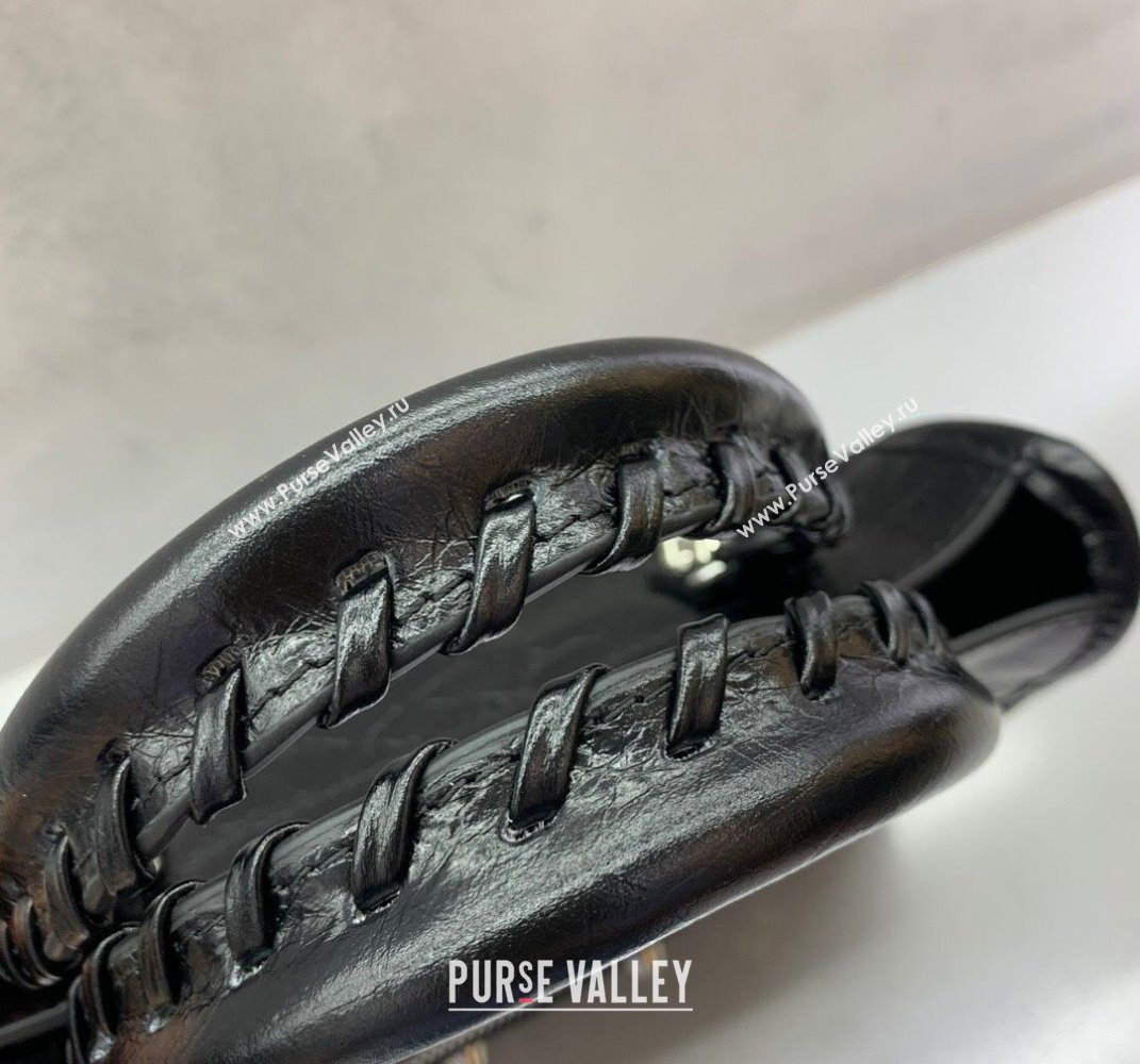 Balenciaga Le City Mini Bag in Black Arena Storico lambskin, shiny silver hardware 2025 (JM-250409014)