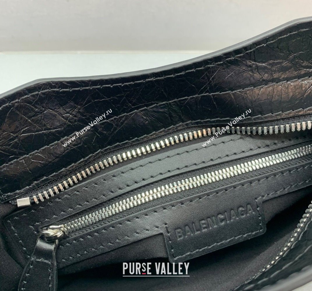 Balenciaga Le City Mini Bag in Black Arena Storico lambskin, shiny silver hardware 2025 (JM-250409014)