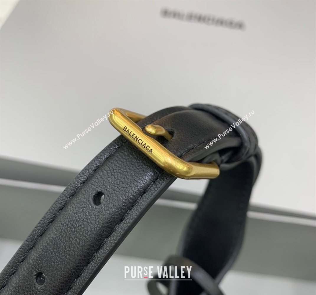 Balenciaga Bel Air Small Hobo Bag in black smooth calfskin, aged-gold hardware 2025 (JM-250408078)