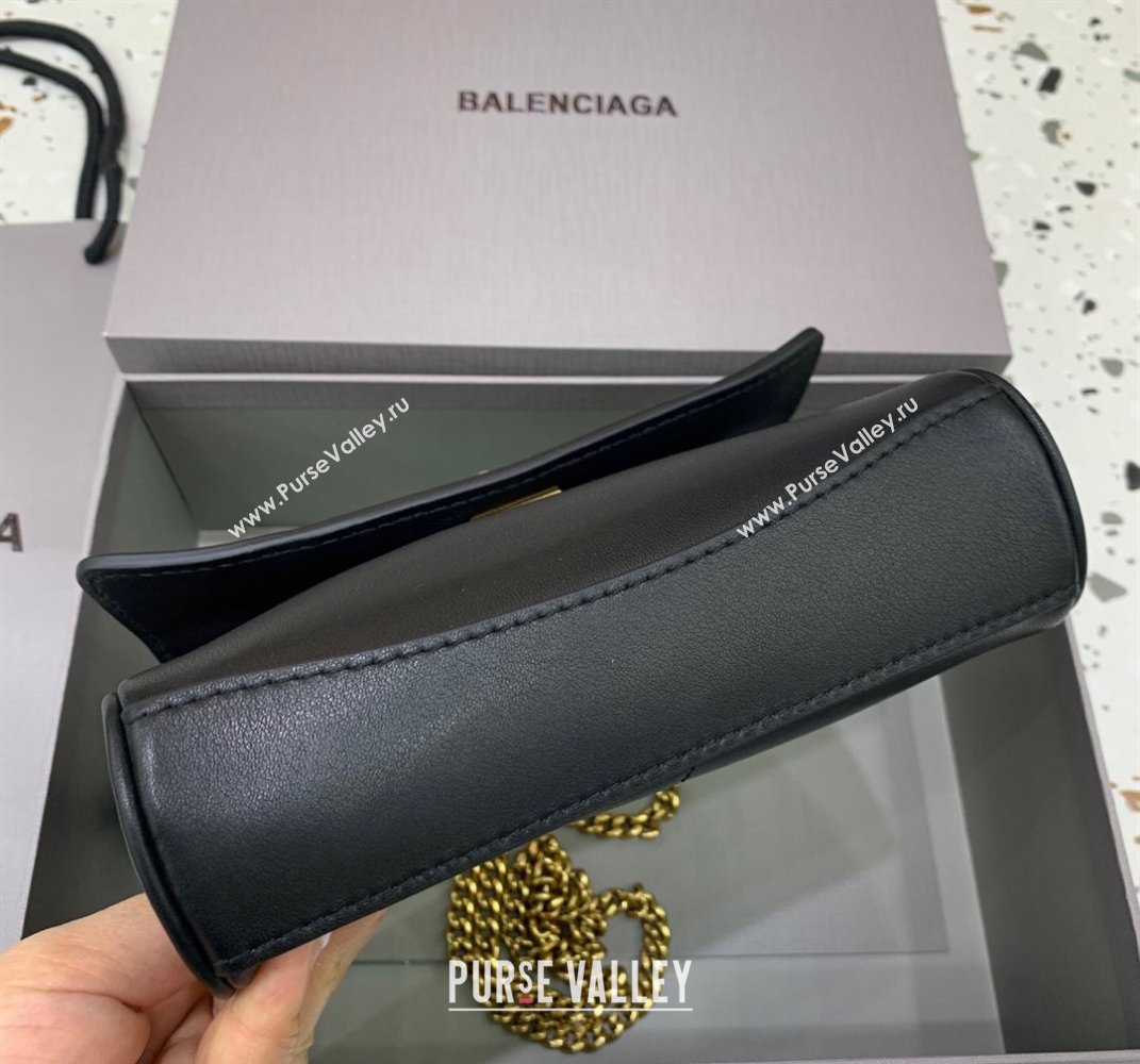 Balenciaga Rodeo Nano Bag With Chain in black smooth calfskin, aged-gold hardware 2025 (JM-250408082)