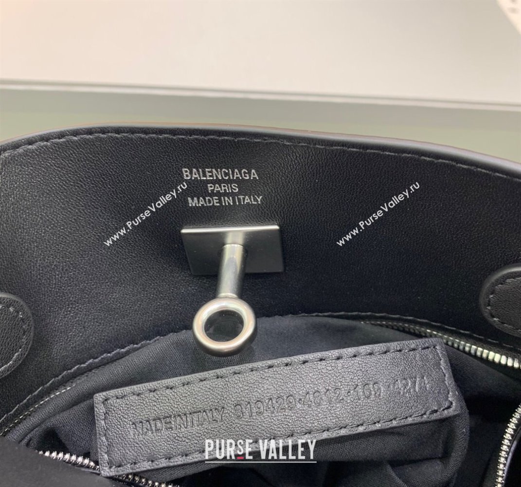 Balenciaga Bel Air Small Hobo Bag in black smooth calfskin, aged-silver hardware 2025 (JM-250408079)