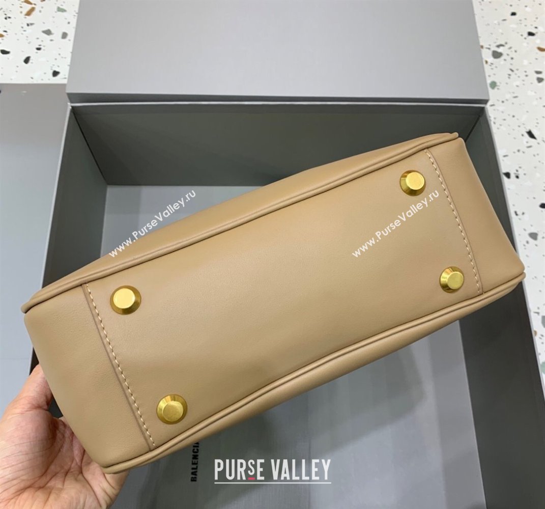 Balenciaga Bel Air Small Hobo Bag in latte beige smooth calfskin, aged-gold hardware 2025 (JM-250408080)