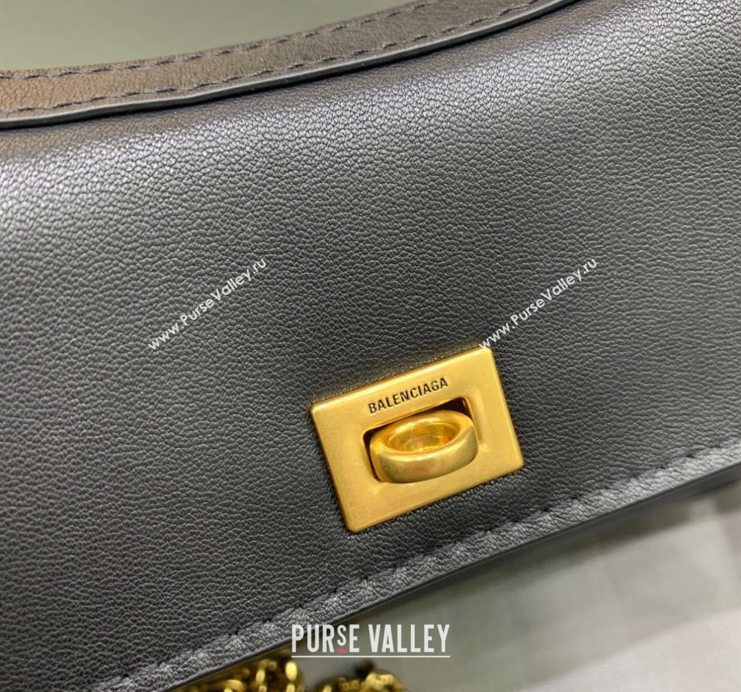 Balenciaga Rodeo Nano Bag With Chain in black smooth calfskin, aged-gold hardware 2025 (JM-250408082)