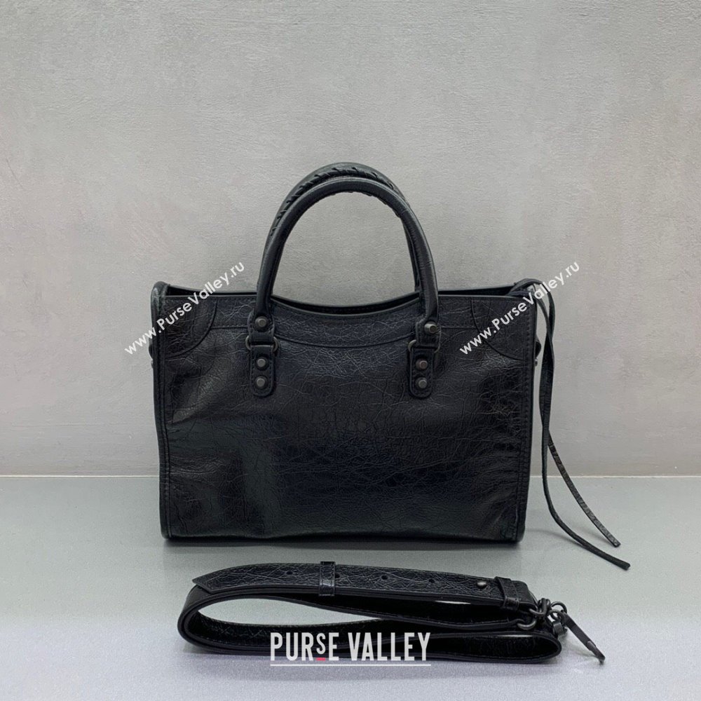 Balenciaga Le City Small Bag in Black Arena Storico lambskin, brass hardware 2025 (JM-250409016)