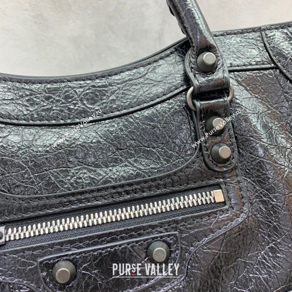 Balenciaga Le City Small Bag in Black Arena Storico lambskin, brass hardware 2025 (JM-250409016)