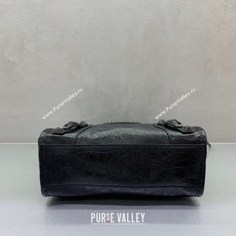 Balenciaga Le City Mini Bag in Black Arena Storico lambskin, brass hardware 2025 (JM-250409017)