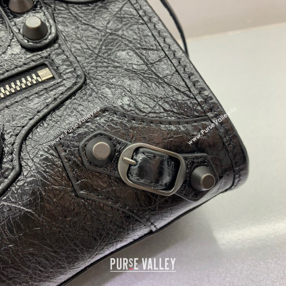 Balenciaga Le City Mini Bag in Black Arena Storico lambskin, brass hardware 2025 (JM-250409017)