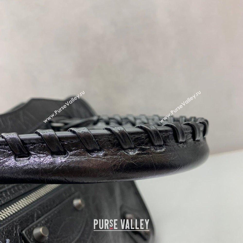 Balenciaga Le City Medium Bag in Black Arena Storico lambskin, brass hardware 2025 (JM-250409015)