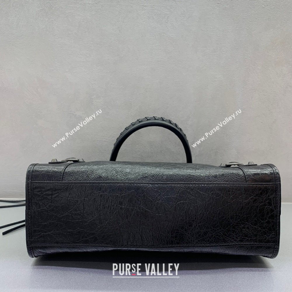 Balenciaga Le City Medium Bag in Black Arena Storico lambskin, brass hardware 2025 (JM-250409015)