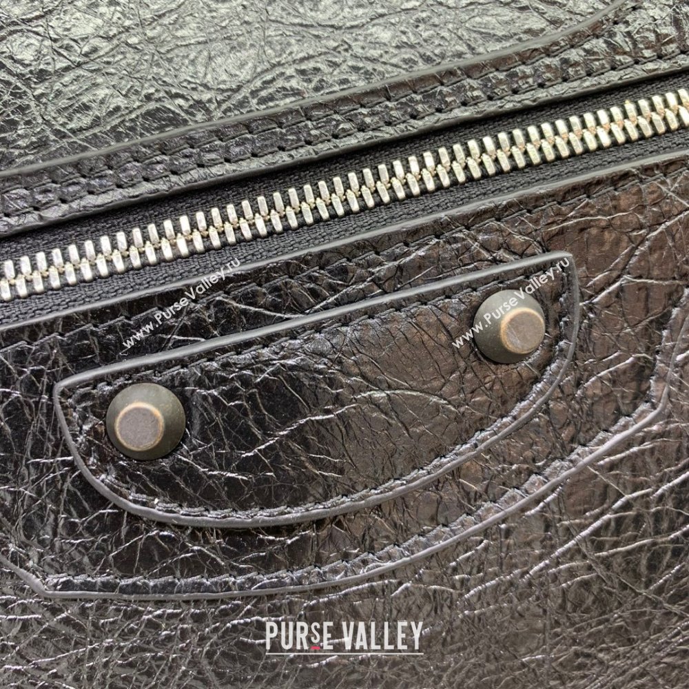 Balenciaga Le City Medium Bag in Black Arena Storico lambskin, brass hardware 2025 (JM-250409015)