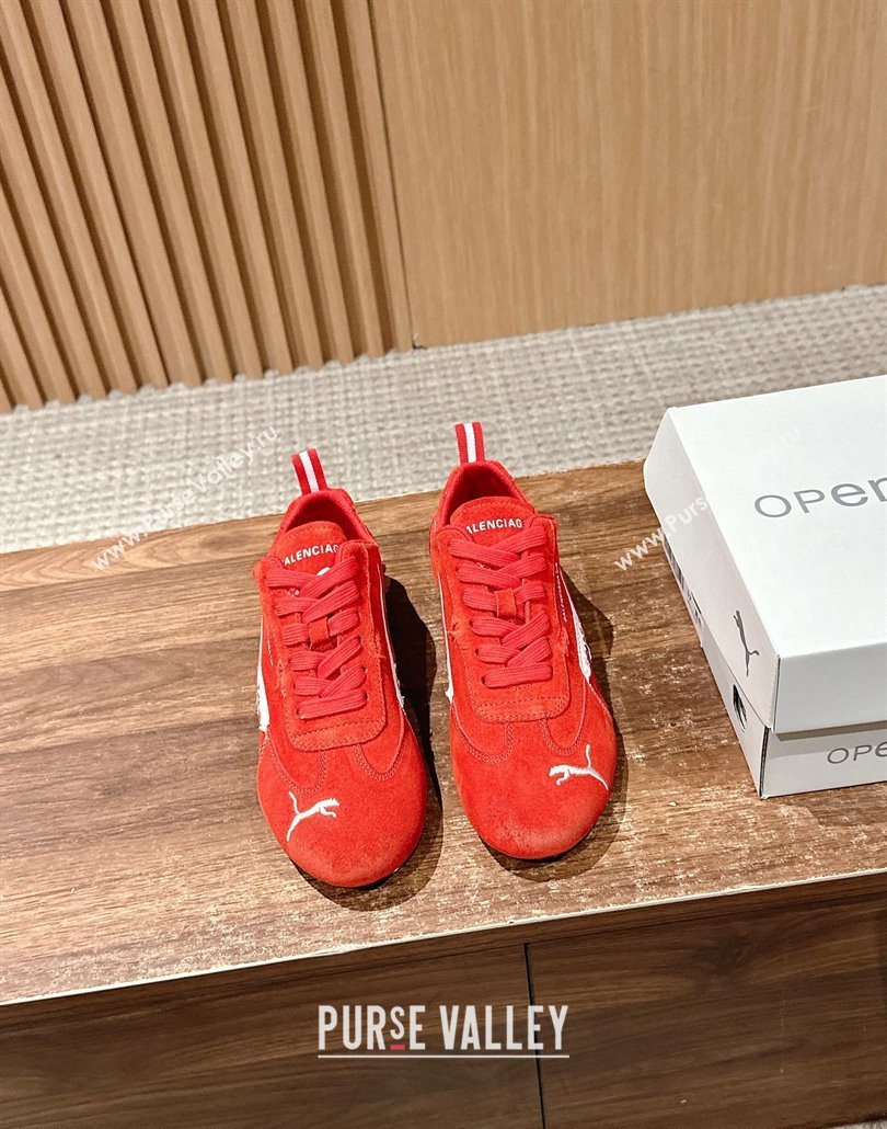 Puma x Balenciaga Winter 25 Runway Sneakers in Suede Red 2025 (HQG-250604070)