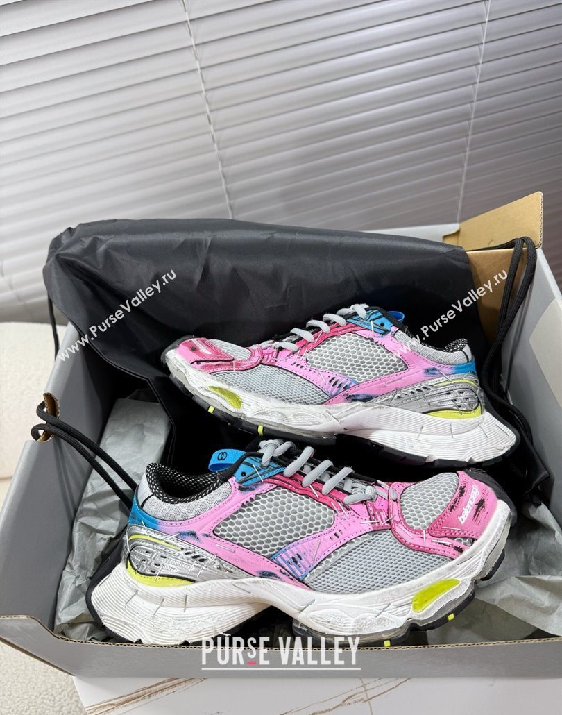 Balenciaga Stapler Sneakers in Mesh Pink/Grey 2025 0604 (MD-250604056)