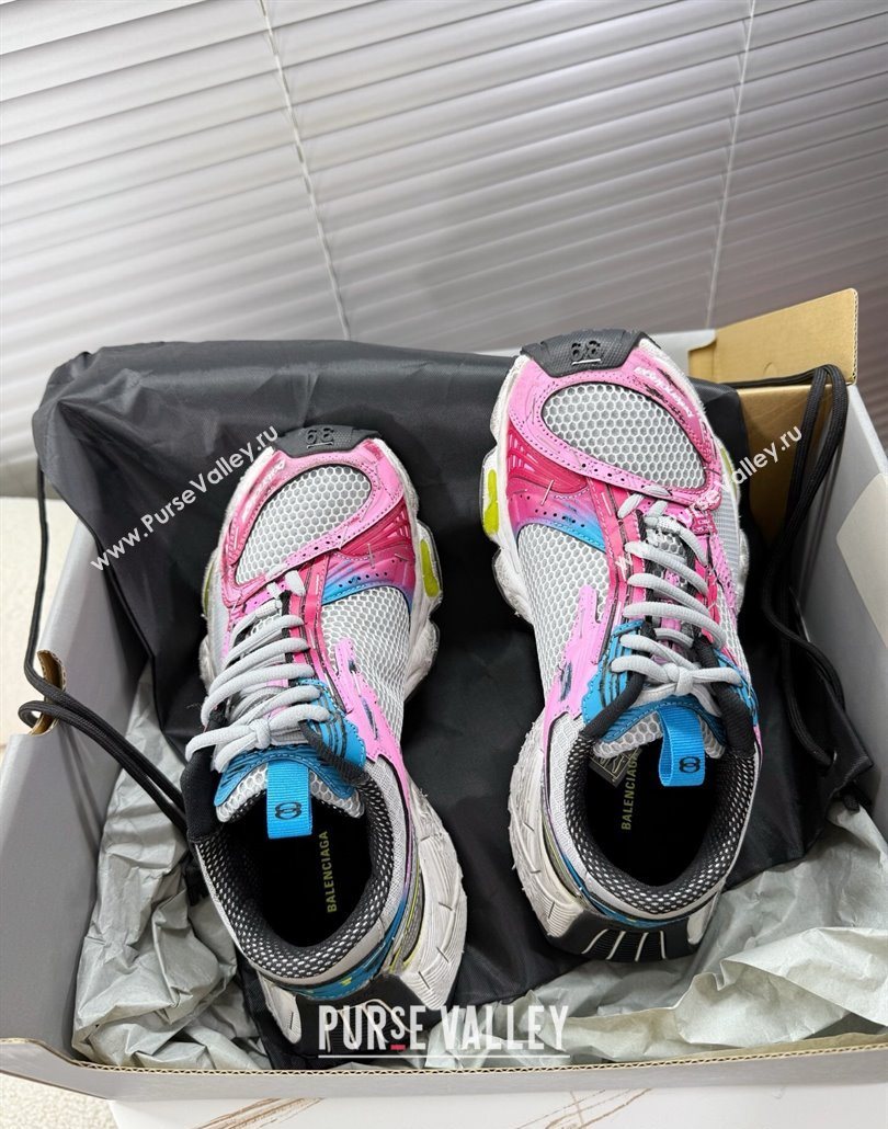 Balenciaga Stapler Sneakers in Mesh Pink/Grey 2025 0604 (MD-250604056)