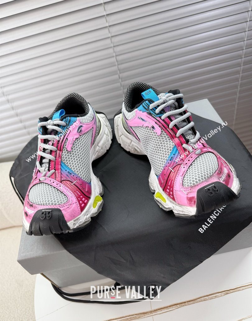 Balenciaga Stapler Sneakers in Mesh Pink/Grey 2025 0604 (MD-250604056)