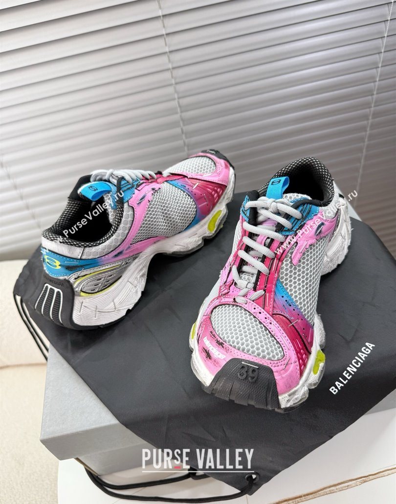 Balenciaga Stapler Sneakers in Mesh Pink/Grey 2025 0604 (MD-250604056)