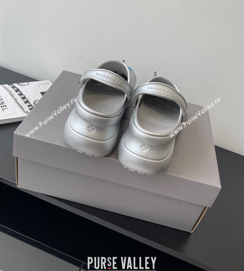 Balenciaga Crocs Mule in Silver Rubber with Charms 1 2025 (HQG-250708116)