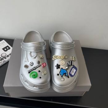 Balenciaga Crocs Mule in Silver Rubber with Charms 2 2025 (HQG-250708117)