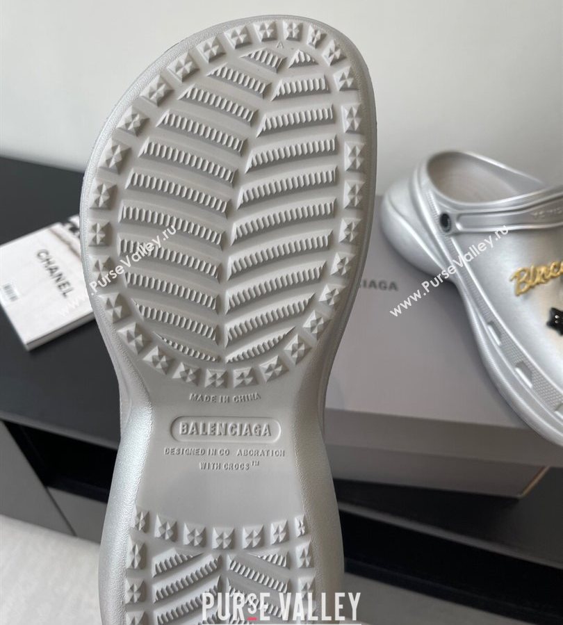 Balenciaga Crocs Mule in Silver Rubber with Charms 2 2025 (HQG-250708117)