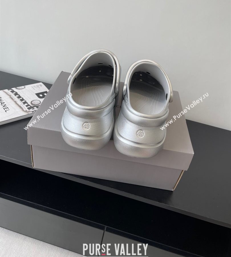 Balenciaga Crocs Mule in Silver Rubber with Charms 2 2025 (HQG-250708117)