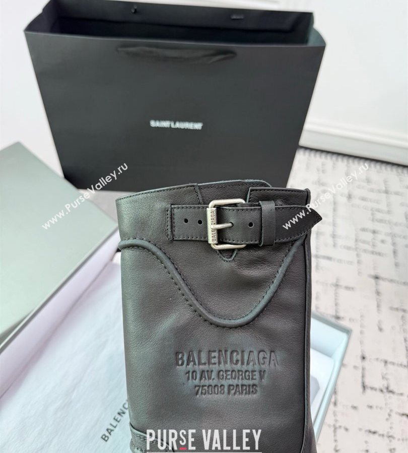 Balenciaga Venom Short Boots in Calfskin with Buckle Strap Black 2025 (KER-250708114)