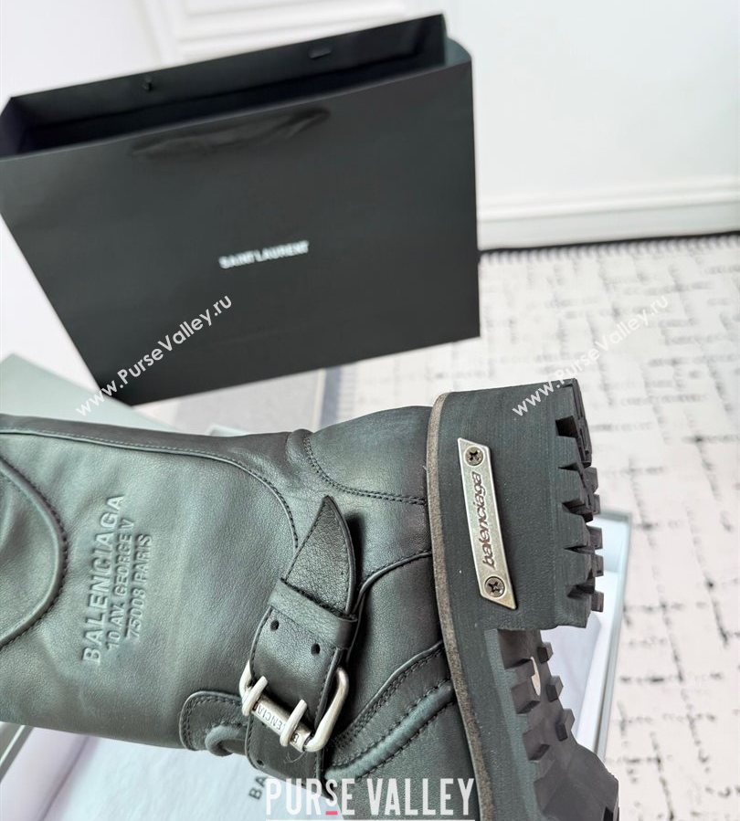 Balenciaga Venom Short Boots in Calfskin with Buckle Strap Black 2025 (KER-250708114)