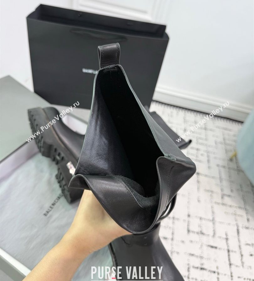 Balenciaga Venom High Boots in Calfskin with Buckle Strap Black 2025 (KER-250708112)