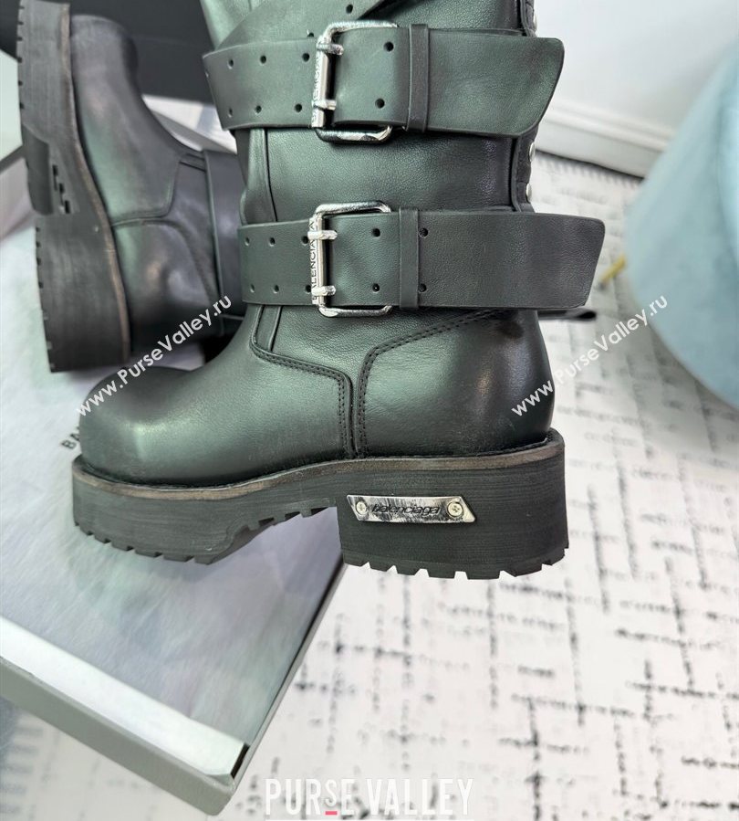 Balenciaga Venom High Boots in Calfskin with Buckle Strap Black 2025 (KER-250708112)