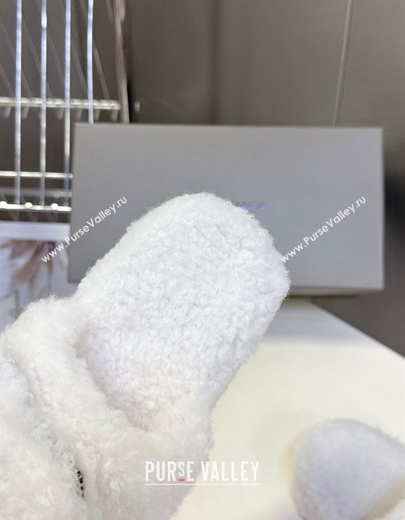 Balenciaga Shearling-Like Platform Slides Sandal White 2025 0827 (MD-250827017)