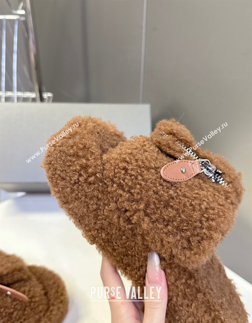 Balenciaga Shearling-Like Platform Slides Sandal Brown 2025 0827 (MD-250827014)